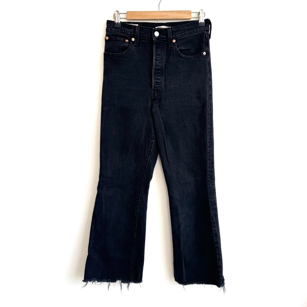 Levis Ribcage Crop Flare Jeans Black